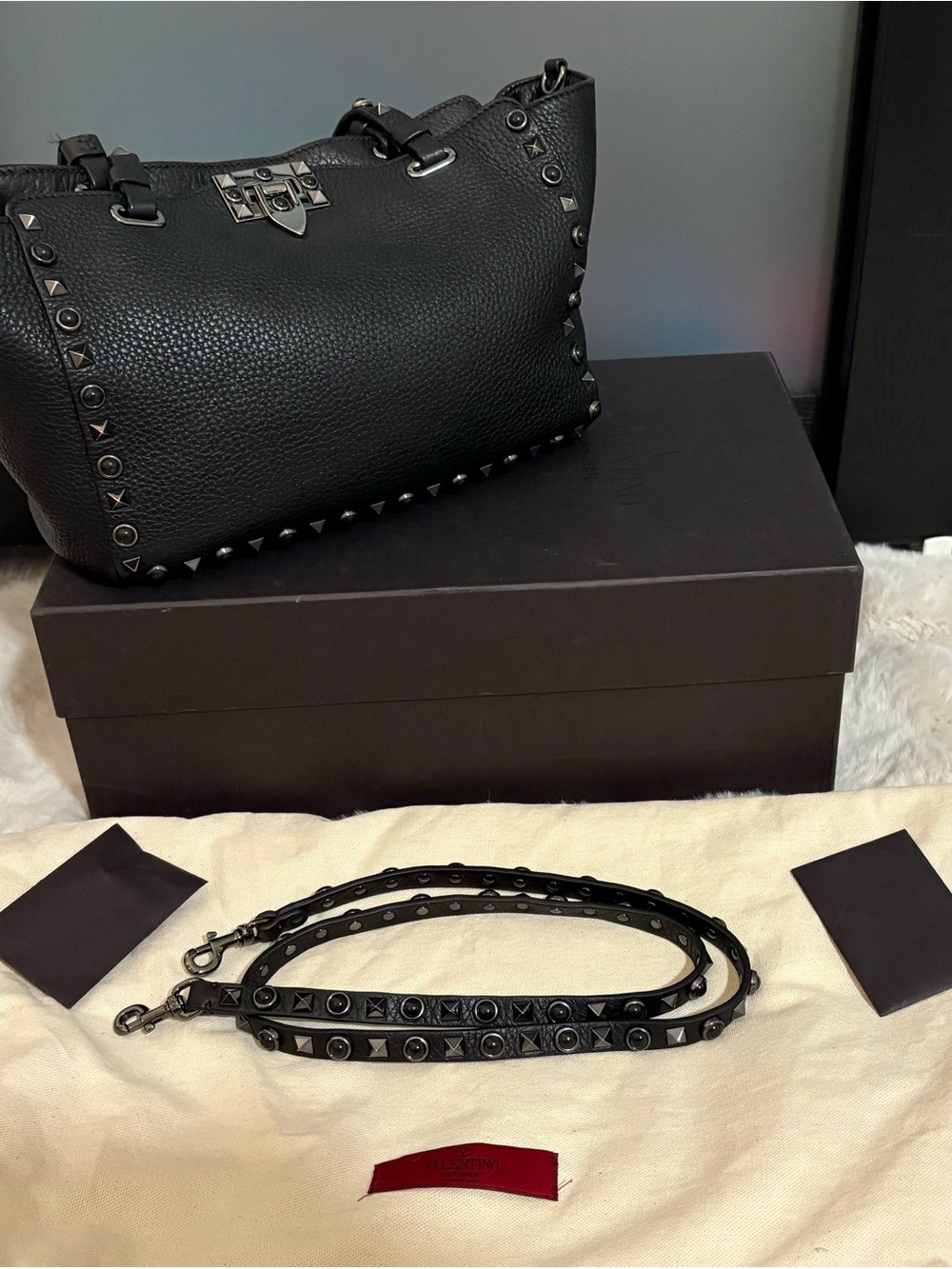 Valentino Garavani NOIR Studded Leather Shoulder Tote - Picture 4 of 5